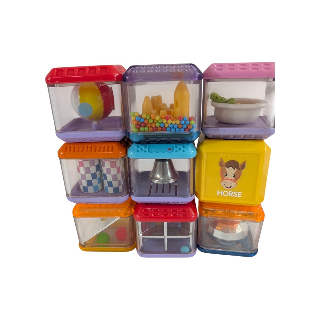 Fisher Price Peek-a-Blocks Discovery Blocks Set of 9 Sensory Stacking Toys